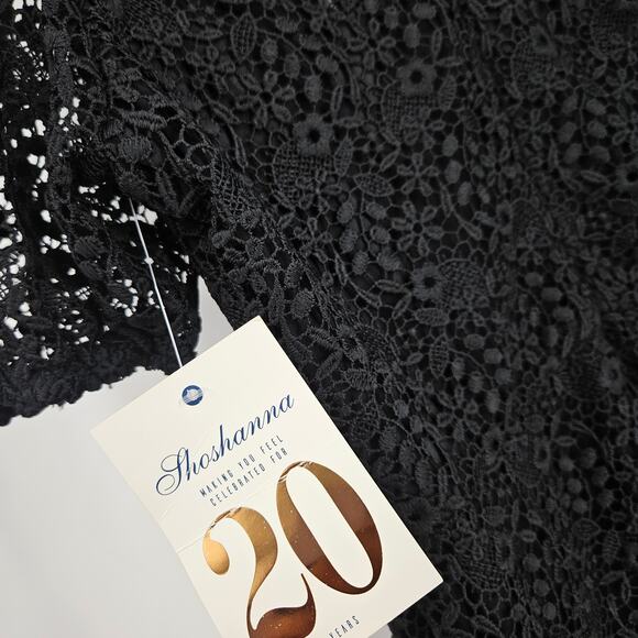 Shoshanna Trinette Dress Black Ditzy Floral Lace Asymmetric Puff Sleeve NWT Sz 4 - Picture 7 of 7